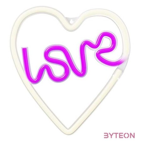 NEOLIA LED dekorációs lámpa LOVE rószaszín fehér, USB csatlakozó, 3 x AA, falra szerelhető, 148 lumen