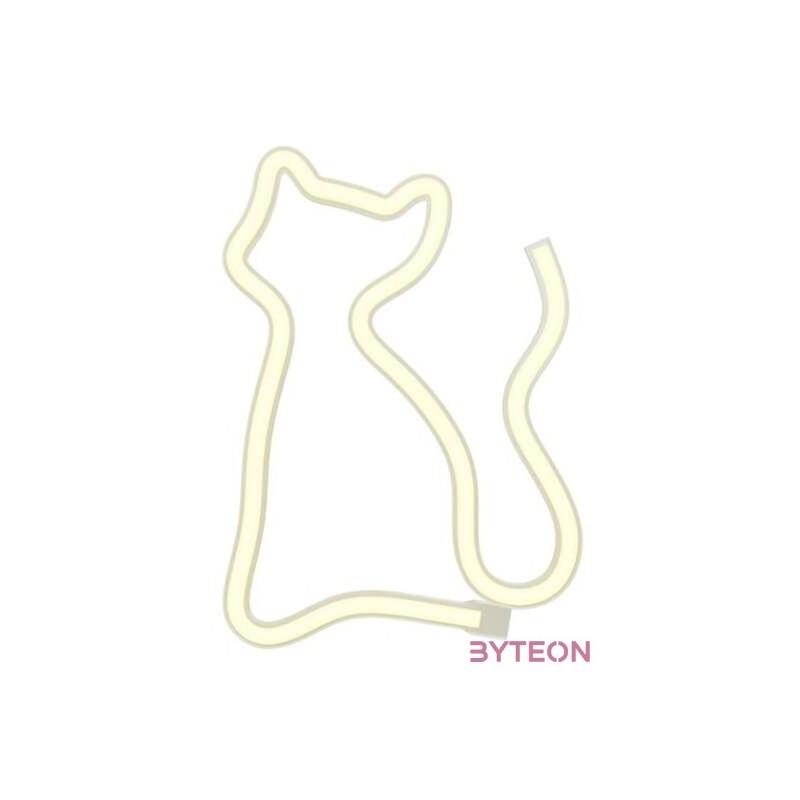 FOREVER LIGHT Neon LED dekorációs lámpa CICA meleg fehér, USB, be,ki kapcsoló, 3 X AA, falra akasztható