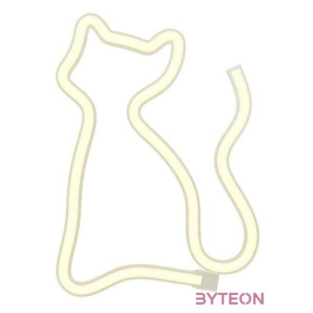 FOREVER LIGHT Neon LED dekorációs lámpa CICA meleg fehér, USB, be,ki kapcsoló, 3 X AA, falra akasztható