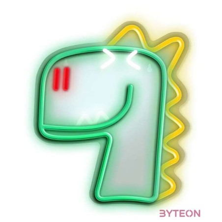 FOREVER LIGHT Neon LED dekorációs lámpa JURASSIC DINO zöld, szabályozható, USB, be,ki  kapcsoló,  falra szerelhető