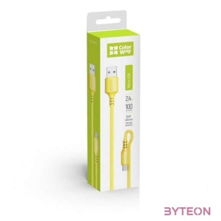 COLORWAY Kábel, USB - MicroUSB (soft silicone) 2.4A 1m sárga