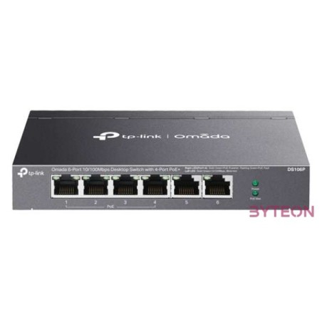TP-LINK Switch 6x100Mbps(4xPOE) Fémházas (Omada), DS106P