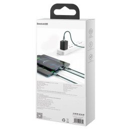 Baseus Rapid Series USB-C 3 az 1-ben kábel, mikro USB / Lightning / USB-C, 20 W, 1,5 m (zöld)