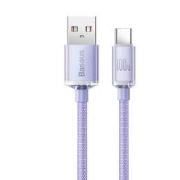 USB-kábel a USB-C Baseus Crystal Shine, 5A, 1.2m (ibolya)