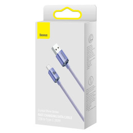 USB-kábel a USB-C Baseus Crystal Shine, 5A, 1.2m (ibolya)