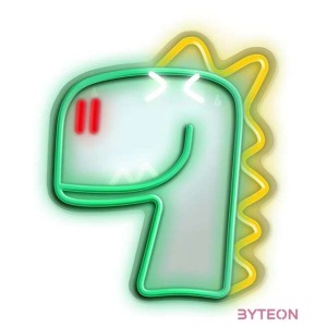 FOREVER LIGHT Neon LED dekorációs lámpa JURASSIC DINO zöld, szabályozható, USB, be,ki  kapcsoló,  falra szerelhető