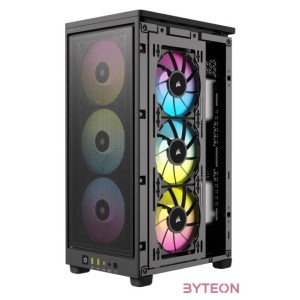 CORSAIR Ház 2000D RGB AIRFLOW Mini-ITX, 3xAF120 RGB SLIM Ventillátorral, SFX Tápegység nélkül, Edzett Üveg, fekete