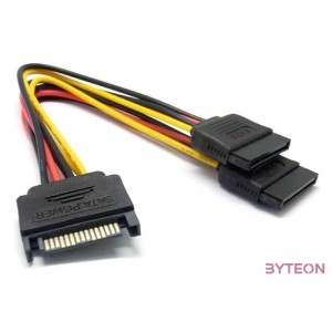 BLACKBIRD Tápkábel SATA 15 pin male to 2xSATA HDD