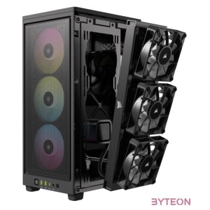 CORSAIR Ház 2000D RGB AIRFLOW Mini-ITX, 3xAF120 RGB SLIM Ventillátorral, SFX Tápegység nélkül, Edzett Üveg, fekete