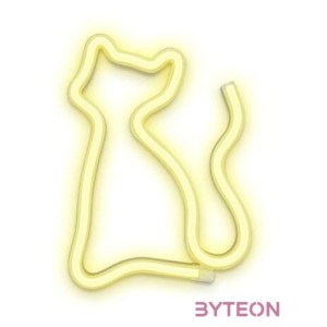 FOREVER LIGHT Neon LED dekorációs lámpa CICA meleg fehér, USB, be,ki kapcsoló, 3 X AA, falra akasztható