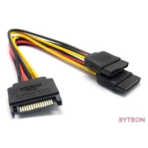 BLACKBIRD Tápkábel SATA 15 pin male to 2xSATA HDD