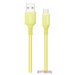 COLORWAY Kábel, USB - MicroUSB (soft silicone) 2.4A 1m sárga