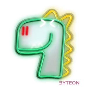 FOREVER LIGHT Neon LED dekorációs lámpa JURASSIC DINO zöld, szabályozható, USB, be,ki  kapcsoló,  falra szerelhető