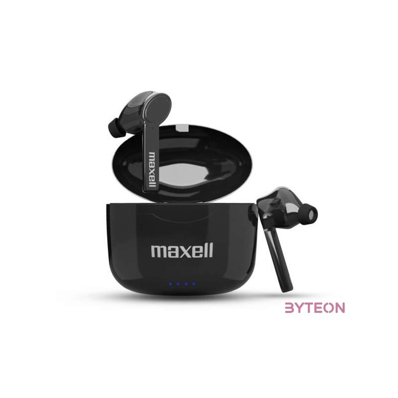 MAXELL TWS vezeték nélküli fülhallgató, SYNC UP, bluetooth 5.0, 3 óra lejétszási  9óra újratöltéssel, fekete
