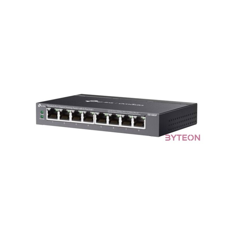 TP-LINK Switch 8x1000Mbps(8xPOE) Fémházas (Omada), DS108GP