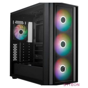 COOLER MASTER Ház ATX MasterBox 600, 4db ARGB Ventilátor, Tápegység nélkül, Üvegfalú, fekete