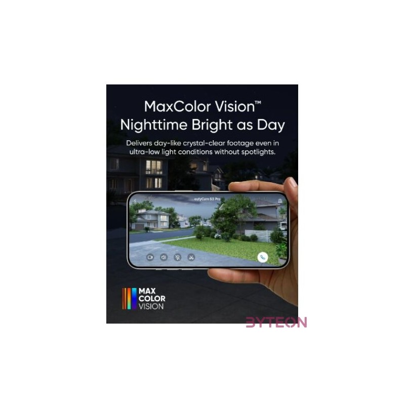 ANKER EUFYCAM S3 Pro Biztonsági Kamera, 4K UHD, Beépített Napelem, BionicMind, kültéri - T81623W1