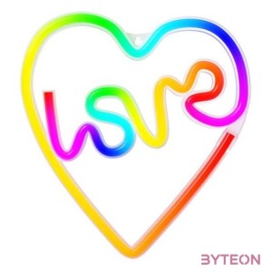 FOREVER LIGHT Neon LED dekorációs RGB lámpa LOVE in HEART, USB, távirányító, MUSIC SYNC, szabályozható, TIMER