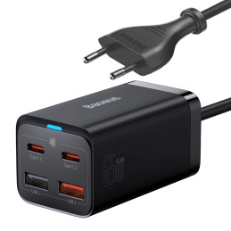 Baseus gyorstöltő GaN3 Pro, 2x USB-C, 2x USB, 65W (fekete)