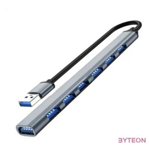 BLACKBIRD USB 3.0 USB  7 port hub extra slim, aluminium ház, notebookhoz