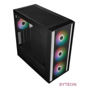 COOLER MASTER Ház ATX MasterBox 600, 4db ARGB Ventilátor, Tápegység nélkül, Üvegfalú, fekete