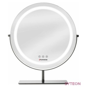 HUMANAS HM Scarlet LED fém sminktükör, 360 elforgatható,  integrált érintő gombok, 3 színhőmérséklet,