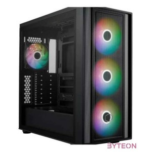 COOLER MASTER Ház ATX MasterBox 600, 4db ARGB Ventilátor, Tápegység nélkül, Üvegfalú, fekete