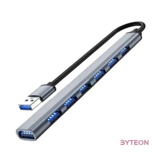 BLACKBIRD USB 3.0 USB  7 port hub extra slim, aluminium ház, notebookhoz