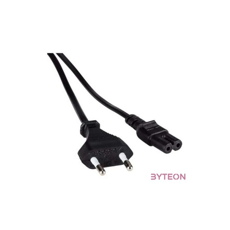 BLACKBIRD Notebook Tápkábel 2 csatlakózó, 1,5m, Fekete