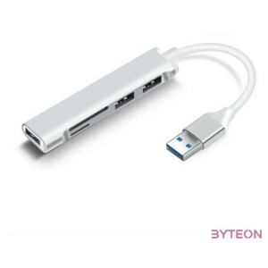 BLACKBIRD USB 3.0 multiport hub 5in1 3xUSB3.0, SD, TF, ezüst, aluminium ház