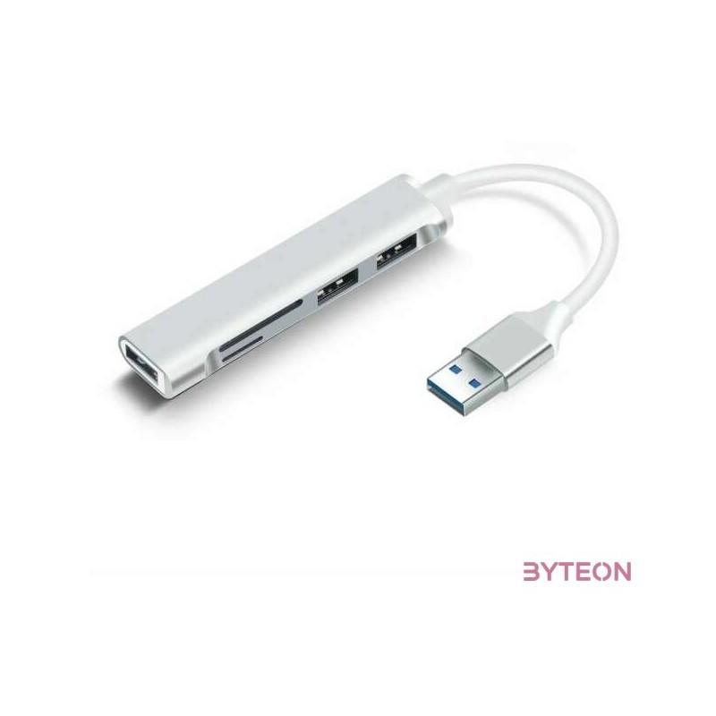 BLACKBIRD USB 3.0 multiport hub 5in1 3xUSB3.0, SD, TF, ezüst, aluminium ház