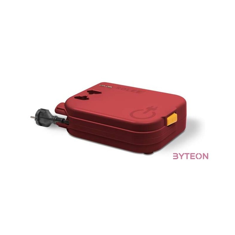 ROLEE M automata hosszabbító, 2db földeletlen aljzat  2db USB aljzat, 4m, Oxidvörös