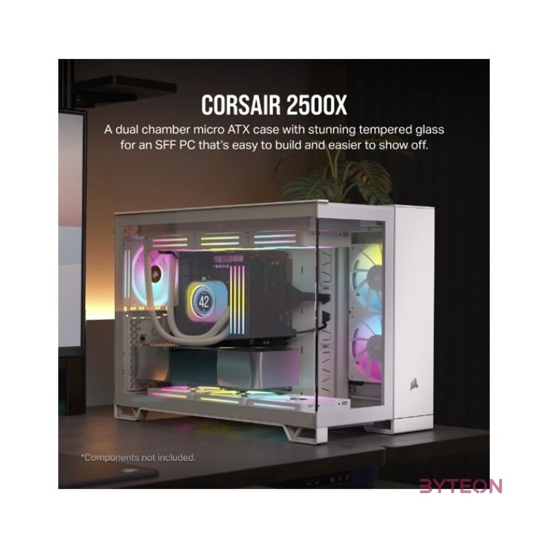CORSAIR Ház 2500X, Tápegység nélkül, Edzett Üveg, fehér