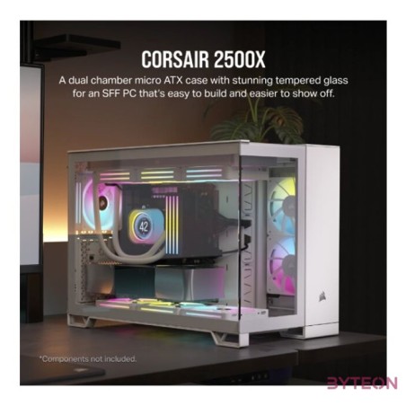 CORSAIR Ház 2500X, Tápegység nélkül, Edzett Üveg, fehér