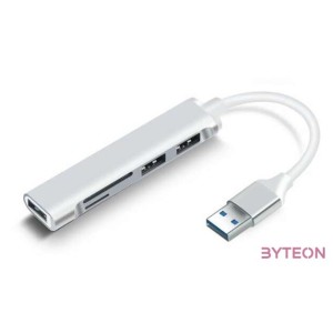 BLACKBIRD USB 3.0 multiport hub 5in1 3xUSB3.0, SD, TF, ezüst, aluminium ház