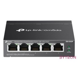 TP-LINK Switch 5x1000Mbps(4xPOE) Fémházas (Omada), DS105GP