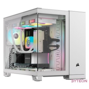 CORSAIR Ház iCUE LINK 2500X RGB Dual Chamber, 2xRX120 RGB Ventilátor, Tápegység nélkül, Edzett Üveg, fehér