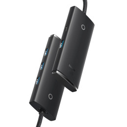 Baseus Lite Series 4 az 1-ben USB - 4x USB 3.0 hub, 1m (fekete)