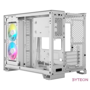 CORSAIR Ház iCUE LINK 2500X RGB Dual Chamber, 2xRX120 RGB Ventilátor, Tápegység nélkül, Edzett Üveg, fehér