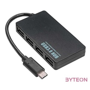 BLACKBIRD USB HUB 4xUSB 3.0 Type-C csatlakozóval, Fekete