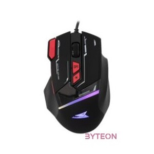 Baracuda W029907 MANTA-B, BGM-041B gamer egér,8D, fekete, 12800 dpi