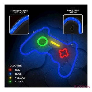 FOREVER LIGHT Neon LED dekorációs lámpa GAMEPAD multicolor, szabályozható, USB, be,ki  kapcsoló, , falra szerelhető