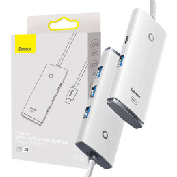 Baseus Lite Series Hub 4in1 USB-C 4x USB 3.0 + USB-C, 25cm (Fehér)