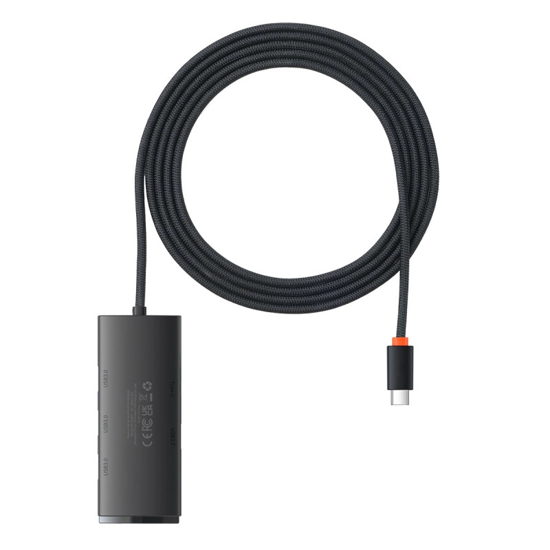 Baseus Lite Series Hub 4in1 USB-C 4x USB 3.0 + USB-C, 2m (fekete)