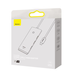 Baseus Lite Series Hub 4in1 USB-C 4x USB 3.0 + USB-C, 2m (fekete)