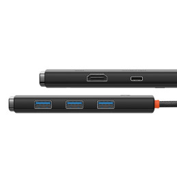 5in1 Baseus Lite sorozat USB-C 3x USB 3.0 + USB-C + HDMI hub (fekete)