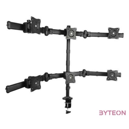 SBOX LCD-352,6 Asztali 6-os monitor tartó konzol, dönthető, forgatható, 13-27, 100x100, max 8 kg