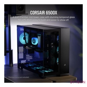 CORSAIR Ház 6500X Dual Chamber, Tápegység nélkül, Edzett Üveg, fekete