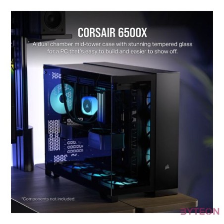 CORSAIR Ház 6500X Dual Chamber, Tápegység nélkül, Edzett Üveg, fekete
