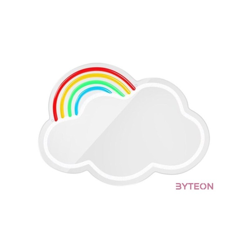 FOREVER LIGHT Neon világító LED tükör FELHŐ , SZIVÁRVÁNY, USB, be , ki kapcsoló, időzítő, 2 m kábel, 2év garancia